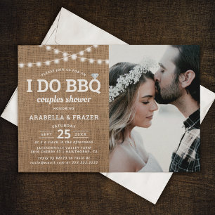Invitación Rústica Burlap I Do BBQ Parejas Ducha