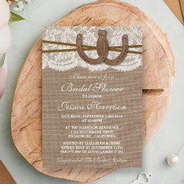 Invitación Rústica Burlap & Lace Horseshoe Bridal Shower