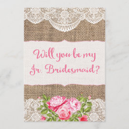 Invitación Rústica Burlap Lace ¿Serías mi novia Jr