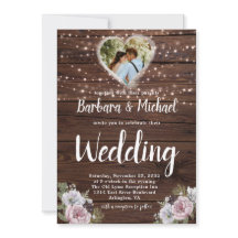 Rústica Cadena De Madera Ilumina Foto Boda Floral