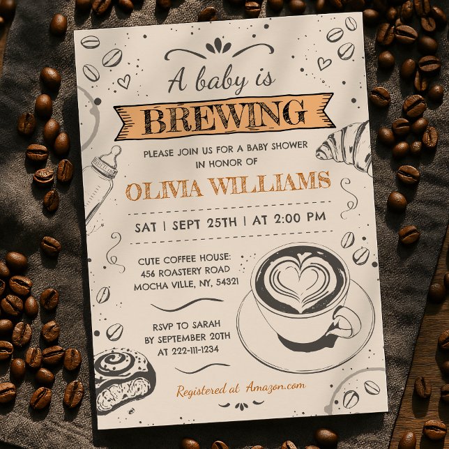 Invitación Rústica Cafetería Bebé Está Preparando Baby Shower (Subido por el creador)