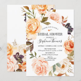 Invitación Rústica Caída Acuarela Floral Ducha De Novias