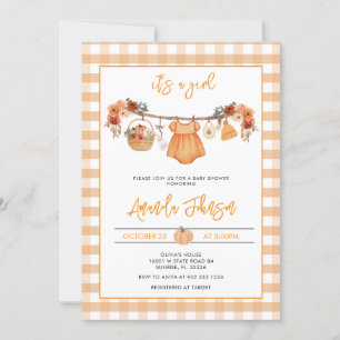 Invitación Rústica caída Calabaza de ropa Baby Shower