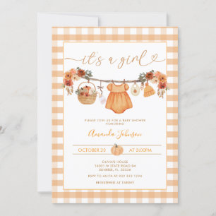 Invitación Rústica caída Calabaza de ropa Baby Shower