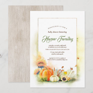 Invitación Rústica caída cosecha Calabaza Girasol Baby Shower