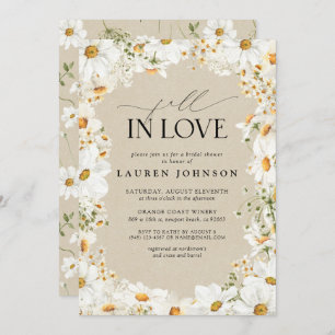 Invitación Rústica caída de margarita en amor Código QR ducha