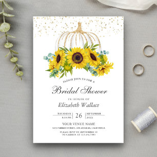 Invitación Rústica Calabaza Blanca Sunflowers Ducha de Novias