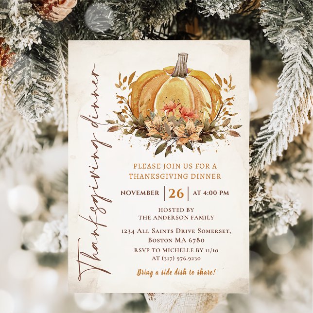 Invitación Rústica Calabaza de Caída Día de Acción de Gracias (Subido por el creador)