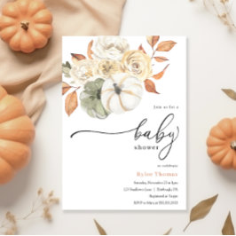 Invitación Rústica Calabaza de Foliage de Otoño Baby Shower d