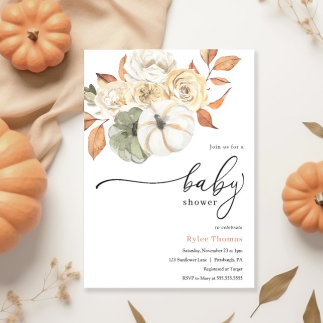 Invitación Rústica Calabaza de Foliage de Otoño Baby Shower d (Subido por el creador)