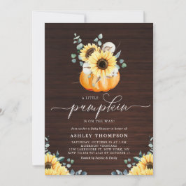 Invitación Rústica calabaza de madera y caída de girasol Baby