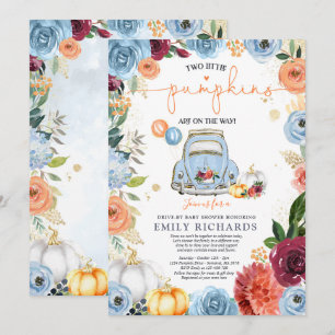 Invitación Rústica Calabaza Doble Floral De Baby Shower