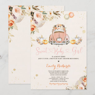 Invitación Rústica Calabaza Floral De Baby Shower