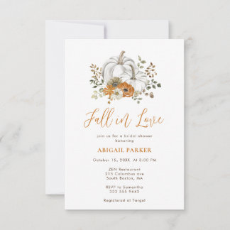 Invitación Rústica Calabaza Floral Ducha De Novias