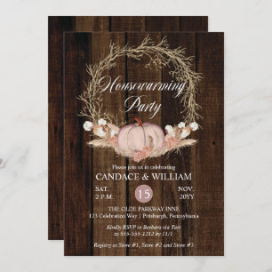 Invitación Rústica calabaza Pampas Fiesta de Calentamiento de