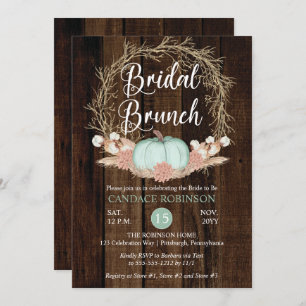 Invitación Rústica calabaza Pampas Wreath Bridal Bruntat Invi