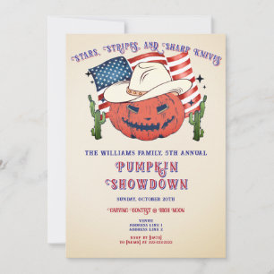 Invitación Rústica calabaza patriótica muestra Halloween