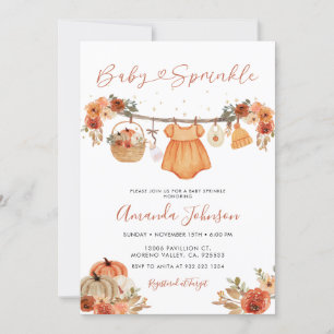 Invitación Rústica Calabaza Ropa De Bebé Rasgulla De Bebé