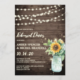 Invitación Rústica Canción de girasol Encendido