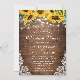 Invitación Rústica Canción de girasol Encendido