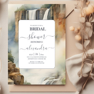 Invitación Rústica cascada de montaña ducha de novia