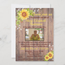 Invitación Rústica celebración de la vida Fúnebre foto floral
