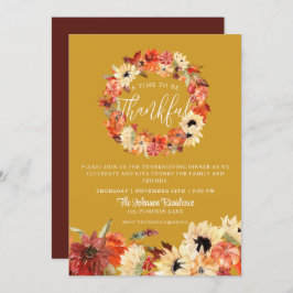 Invitación Rústica cena de Acción de Gracias en otoño con cal