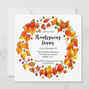 Invitación Rústica cena de Acción de Gracias en otoño con col