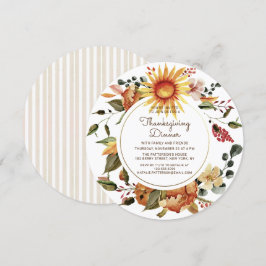 Invitación Rústica cena de Acción de Gracias floral de otoño