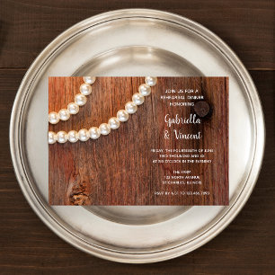 Invitación Rústica cena de Boda de barno de Pearl Country
