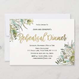 Invitación Rústica Cena de Ensayos de Oro de Leaf Verde de Ma