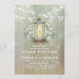 Invitación Rústica cena de linternas y bebés con el aliento