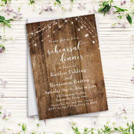 Invitación Rústica Cena de Madera Marrón y Cadenas Ligeras