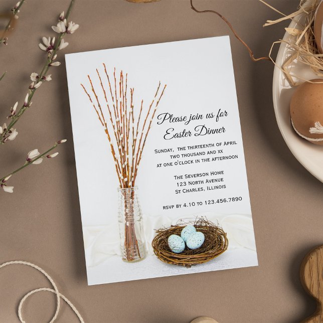 Invitación Rústica cena de Pascua de Huevos de Ave Nest (Subido por el creador)