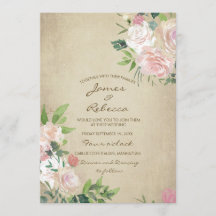 Invitación rústica color de rosa rosada de la