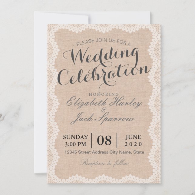 Invitación Rústica cortina blanca y ducha de novia Boda de lí (Anverso)
