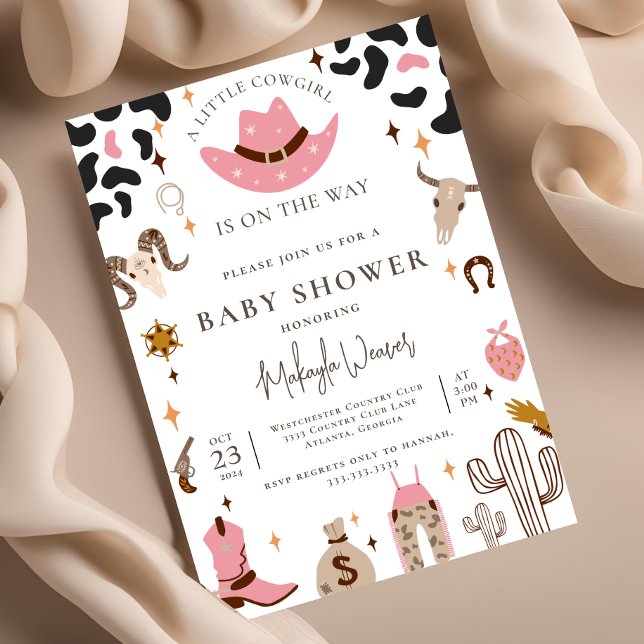Invitación Rústica Cowgirl Western Country Pink Baby Shower (Subido por el creador)