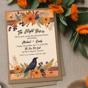 Invitación Rústica Crow Fall Boho Watercolor Ensayo Cena