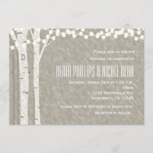Invitación Rústica cuerda de árbol de birch ilumina invitació