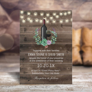 Invitación Rústica cuerda de botellas de vino iluminan elegan