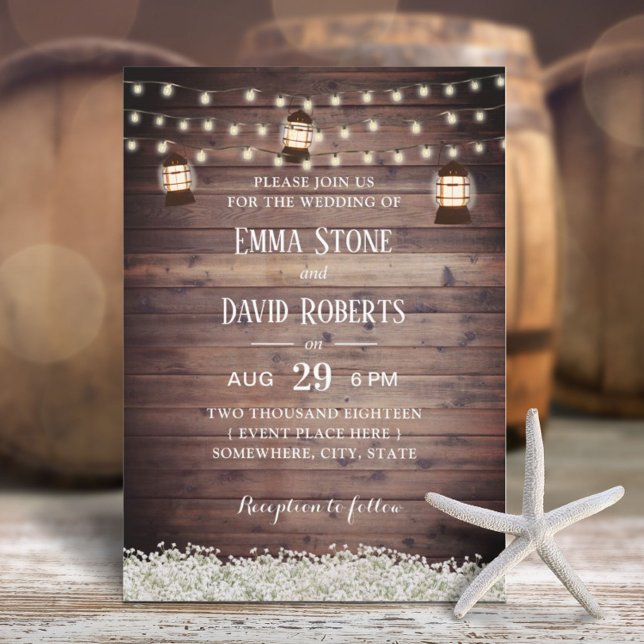 Invitación Rústica cuerda de farolillos ilumina a Boda de ali (Subido por el creador)