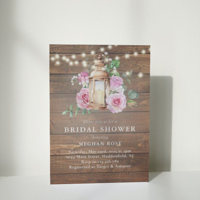 Invitación Rústica cuerda floral de madera iluminan ducha de  (Subido por el creador)