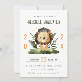 Invitación Rústica Cute Niños León Foliage Graduación Preesco