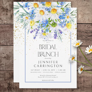 Invitación Rústica Daisy & Field Flowers Bouquet Bridal Brunc