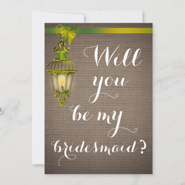 Invitación Rústica dama de honor del patrón de burlón marrón (Anverso)