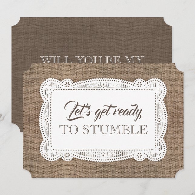 Invitación Rústica dama de honor / propuesta de dama de honor (Anverso / Reverso)