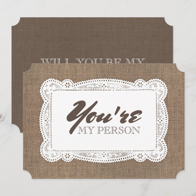 Invitación Rústica dama de honor / propuesta de empleada de h (Anverso / Reverso)