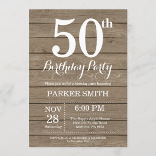 Invitación rústica de 50 años