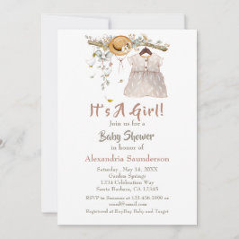 Invitación rústica de Baby Girl Boho Greenery