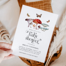 Invitación rustica de Baby Shower a hongos de Wood